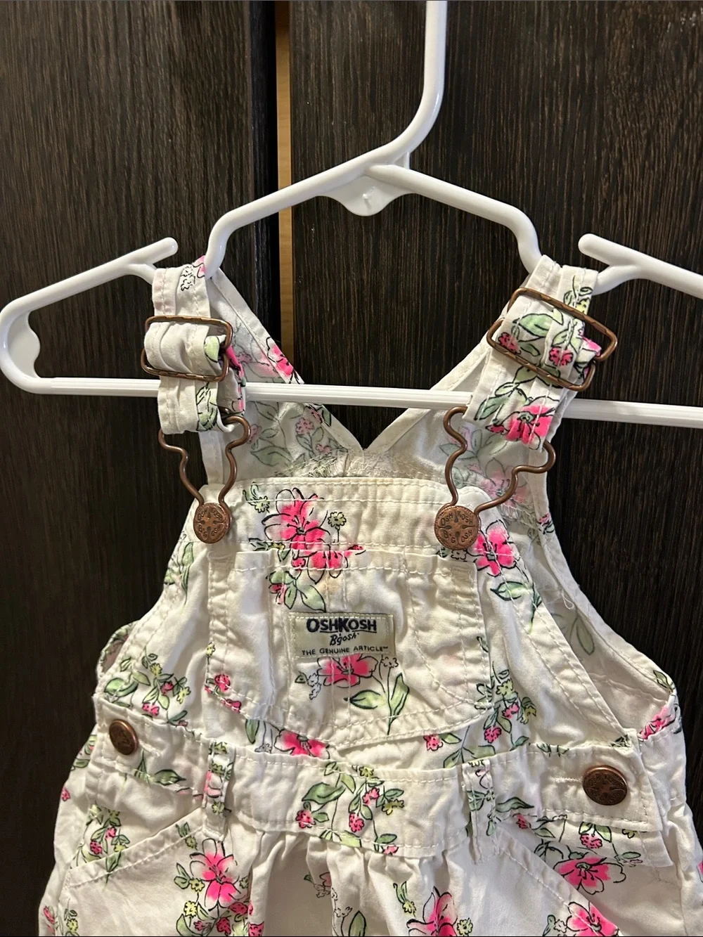 OshKosh B'gosh Cream Floral Overall Dress with Pink Accents